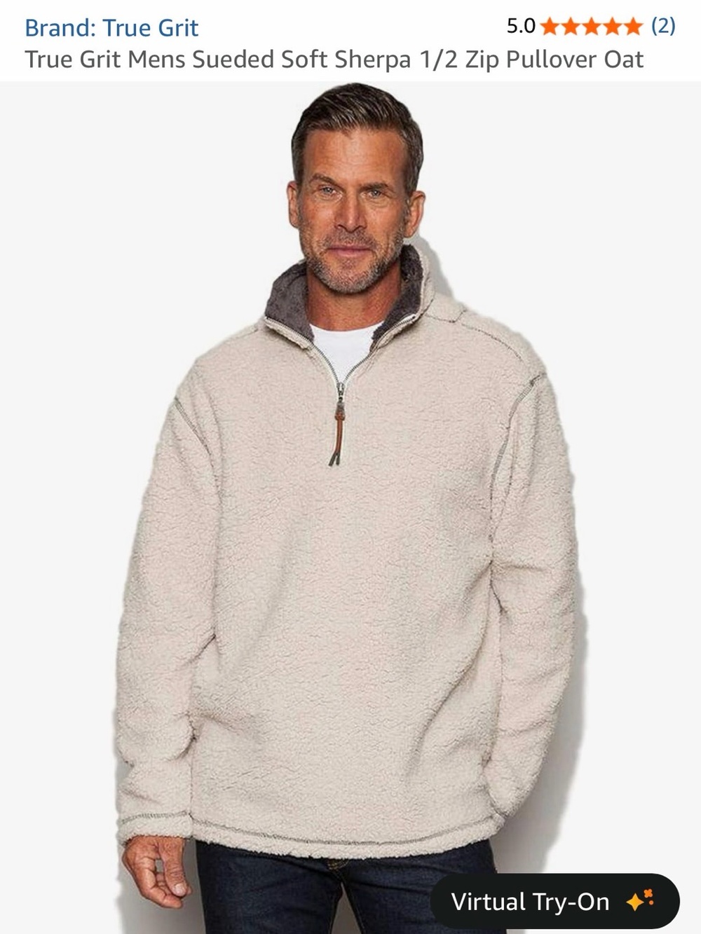True Grit Cream Sherpa Quarter-Zip with Gray Collar